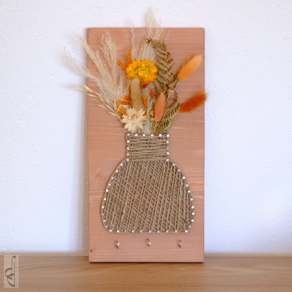 Nagelbild-Kurse Schlüsselbrett Vase mit Trockenblumen Finger Dinger